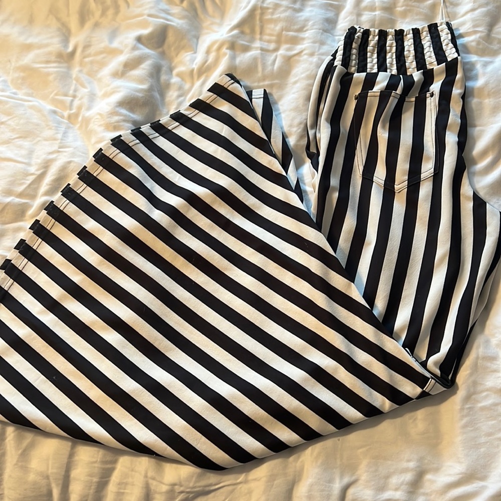 Turquoise Haven small black/ white stripe bell bottoms